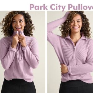 CAbi Purple Cowl Neck Sweater Cozy Knit